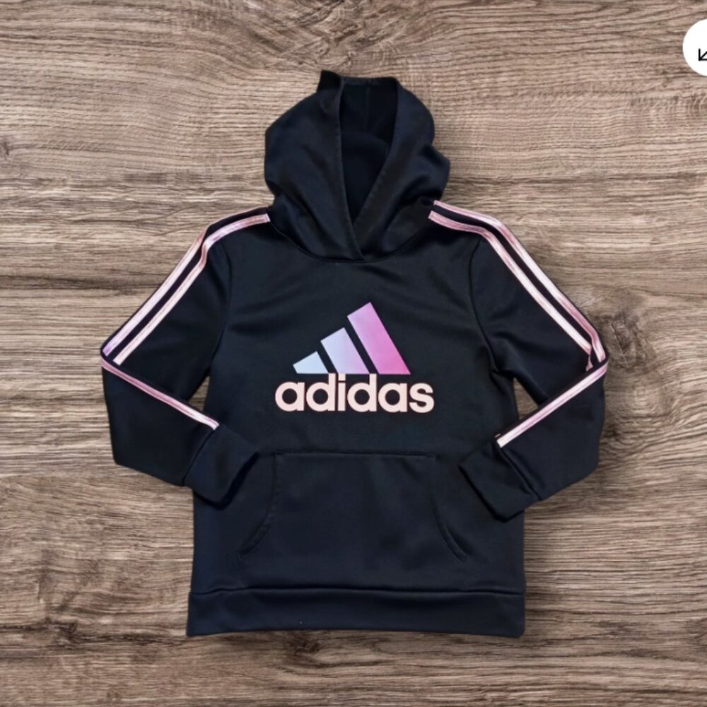 Adidas Youth Girl's Tech Hoodie Size L (14) Regular Fit   Color Black/Pink